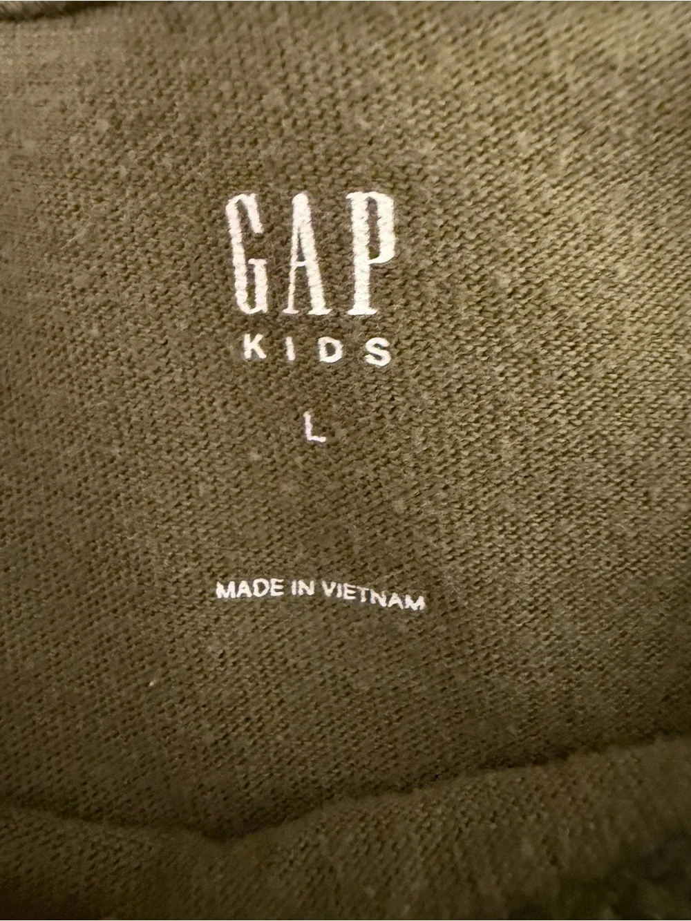 GAP Olive Green Tee with Yellow & Blue Embroidered Graphic